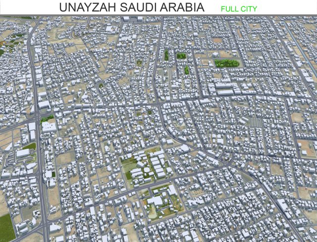 Unayzah Saudi Arabia 30km 3D Model .c4d .max .obj .3ds .fbx .stl .blend 