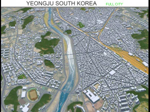 Stadt Yeongju, S&uuml;dkorea 30 km 3D Modell