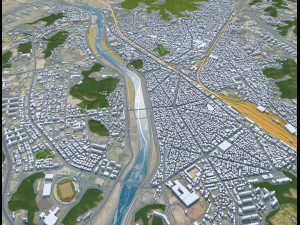 Yeongju city South Korea 30km 3D Модель
