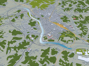 Yeongju city South Korea 30km 3D Модель
