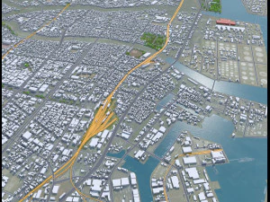 Yokkaichi Mie city Japan 35km 3D Model