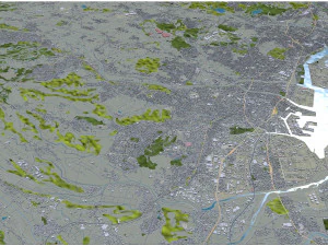 Yokkaichi Mie city Japan 35km 3D Model