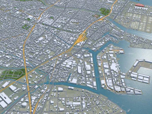 Yokkaichi Mie city Japan 35km 3D Model