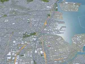 Yokkaichi Mie city Japan 35km 3D Model
