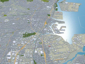 Yokkaichi Mie city Japan 35km 3D Model