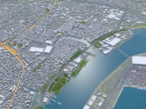 Yokkaichi Mie city Japan 35km 3D Model