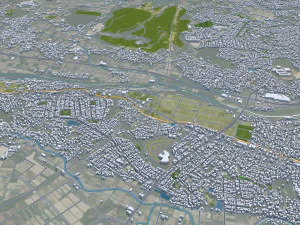 Yokkaichi Mie city Japan 35km 3D Model