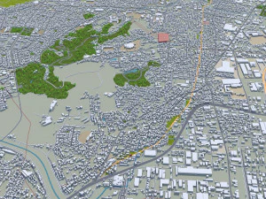 Yokkaichi Mie city Japan 35km 3D Model