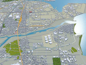 Yokkaichi Mie city Japan 35km 3D Model