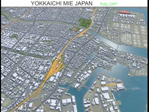 Yokkaichi Mie ciudad Jap&oacute;n 35 km Modelo 3D