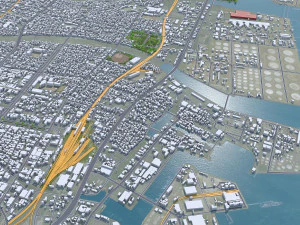 Yokkaichi Mie city Japan 35km 3D Model