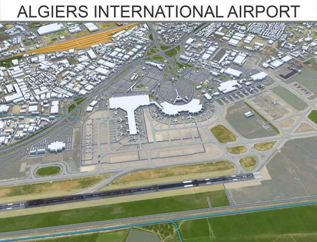 Algiers International Airport Houari Boumediene 20km 3D Model .c4d .max .obj .3ds .fbx .stl .blend 