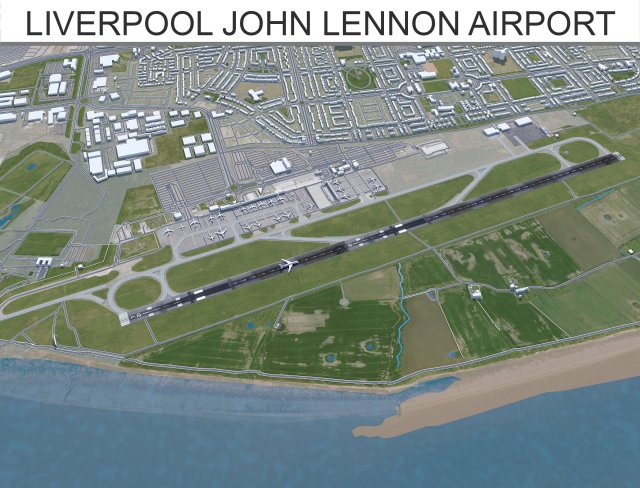 Liverpool John Lennon Airport 10km Model 3D .c4d .max .obj .3ds .fbx .stl .blend 
