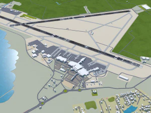 Lynden Pindling International Airport Nassau 15km 3D Model