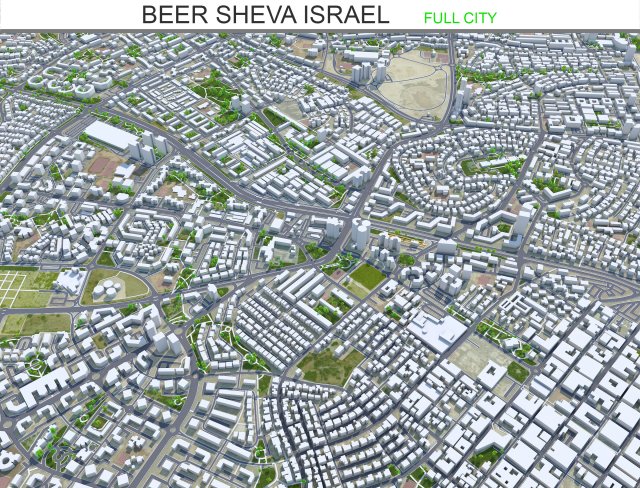 Beer Sheva city Israel 20km 3Dモデル .c4d .max .obj .3ds .fbx .stl .blend 