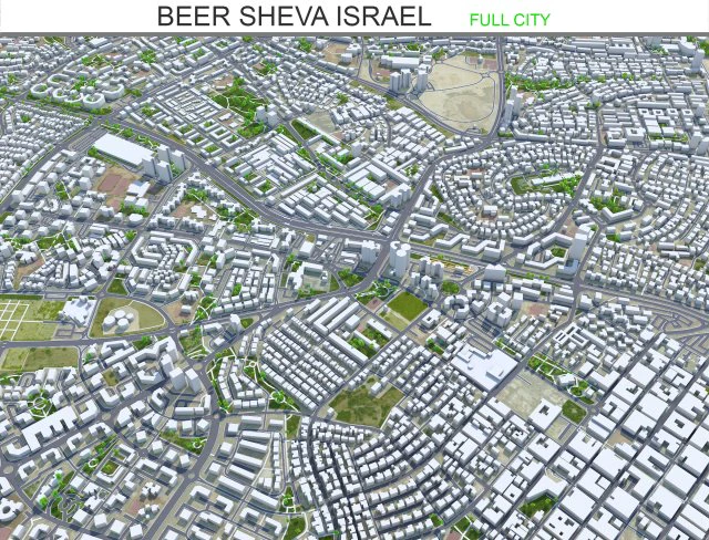 Beer Sheva city Israel 20km 3D Model .c4d .max .obj .3ds .fbx .stl .blend 