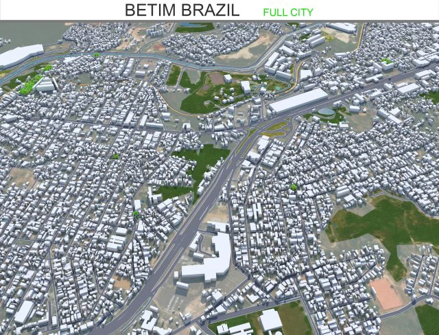 Betim city Brazil 30km 3D Model .c4d .max .obj .3ds .fbx .stl .blend