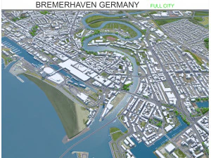 Stadt Bremerhaven Deutschland 25 km 3D Modell