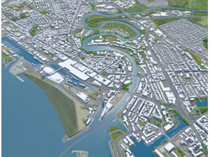 Cidade de Bremerhaven Alemanha 25 km Modelo 3D