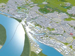 Cidade de Bremerhaven Alemanha 25 km Modelo 3D