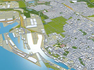 Cidade de Bremerhaven Alemanha 25 km Modelo 3D