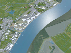 Cidade de Bremerhaven Alemanha 25 km Modelo 3D