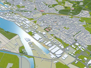 Cidade de Bremerhaven Alemanha 25 km Modelo 3D