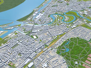 Cidade de Bremerhaven Alemanha 25 km Modelo 3D
