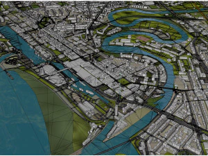 Cidade de Bremerhaven Alemanha 25 km Modelo 3D