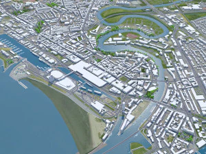Cidade de Bremerhaven Alemanha 25 km Modelo 3D