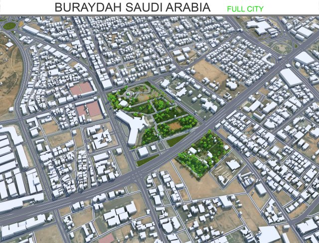 Buraydah city Saudi Arabia 35km 3D 模型 .c4d .max .obj .3ds .fbx .stl .blend 