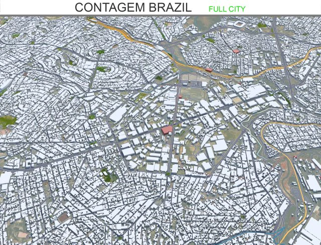 Contagem city Brazil 30km 3D Model .c4d .max .obj .3ds .fbx .stl .blend 