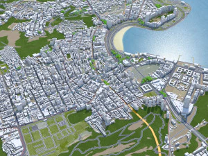 Copacabana city Brazil 10km 3D Model