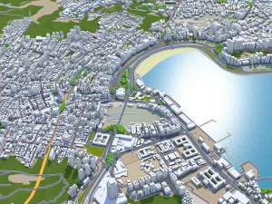 Copacabana city Brazil 10km 3D Model