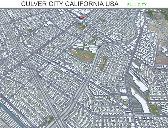 Culver City California USA 15km Model 3D .c4d .max .obj .3ds .fbx .stl .blend 