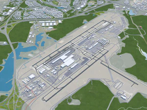Durham city North Carolina USA 40km 3D Model
