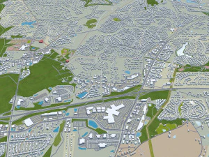 Durham city North Carolina USA 40km 3D Model