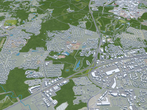 Durham city North Carolina USA 40km 3D 模型