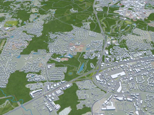 Durham city North Carolina USA 40km 3D Model