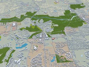 Durham city North Carolina USA 40km 3D 模型