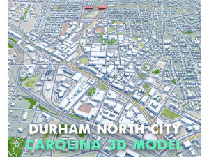 Durham city North Carolina USA 40km 3D Model