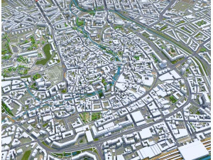 Erfurt city Germany 35km 3D Model