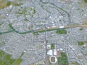 Erfurt city Germany 35km 3D Model