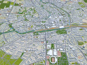Erfurt city Germany 35km 3D Model