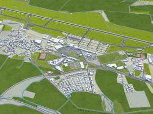 Erfurt city Germany 35km 3D Model