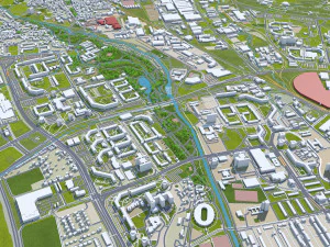 Erfurt city Germany 35km 3D Model