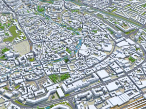 Erfurt city Germany 35km 3D Model
