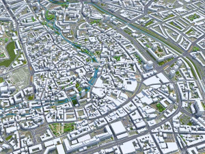 Erfurt city Germany 35km 3D Model