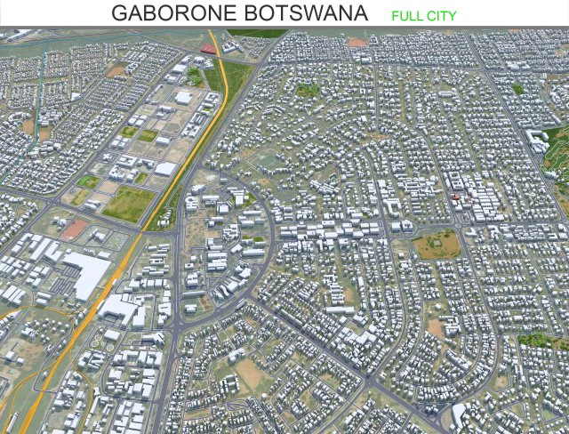 Gaborone city Botswana 25km 3D Model .c4d .max .obj .3ds .fbx .stl .blend