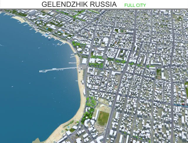 Gelendzhik city Russia 20km 3D Model .c4d .max .obj .3ds .fbx .stl .blend 